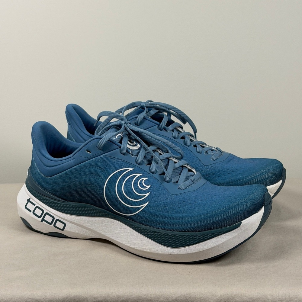 Topo Athletic Aura Mens Road Running Shoes Blue White 5mm Drop Size 11.5